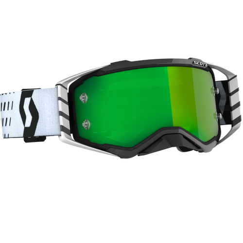 SCOTT PROSPECT GOGGLES BLACK/WHITE W/GREEN CHROME WORKS LENS