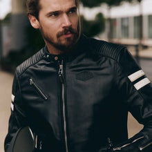 SEGURA ROMEO LEATHER MOTORCYCLE JACKET - BLACK/WHITE - CE Level AAA Certified