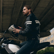 SEGURA ROMEO LEATHER MOTORCYCLE JACKET - BLACK/WHITE - CE Level AAA Certified