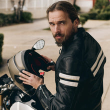 SEGURA ROMEO LEATHER MOTORCYCLE JACKET - BLACK/WHITE - CE Level AAA Certified