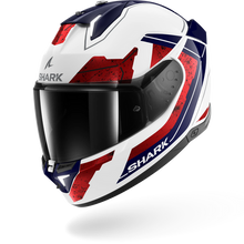 SHARK SKWAL I3 RHAD WHITE/CHROME/RED HELMET WITH LED BRAKE LIGHTS SYSTEM