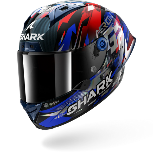 SHARK AERON-GP FIM RACING #1 REPLICA ZARCO VICTORY 2025 CARBON HELMET - BLUE/RED/CHROME