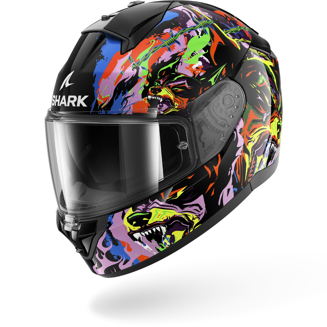 SHARK RIDILL 2 RAGING BEAST FULL FACE HELMET - BLACK/VIOLET/YELLOW