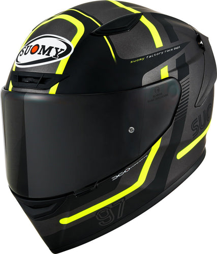 SUOMY TRACK-1 NINETY SEVEN GUNMETAL YELLOW MOTORCYCLE HELMET