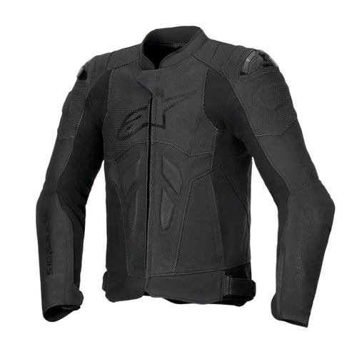 ALPINESTARS DUSK AIRFLOW PERFORATED LEATHER BLACK JACKET (SIZE: 56)