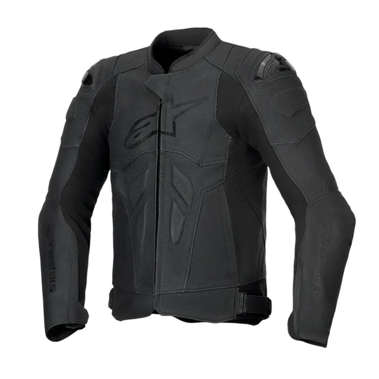 ALPINESTARS DUSK AIRFLOW PERFORATED LEATHER BLACK JACKET (Size: 56)