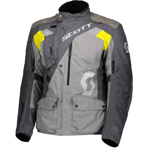 SCOTT DUALRAID DRYO GREY/YELLOW WATERPROOF ADVENTURE TEXTILE JACKET (Size: LARGE)