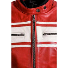 SEGURA 🇫🇷 JONES MENS LEATHER JACKET IN RED/TAN