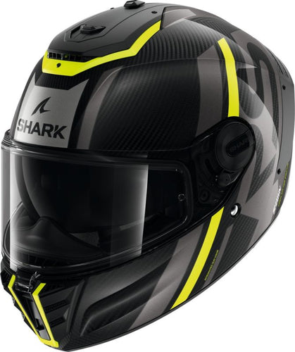 SHARK SPARTAN RS SHAWN CARBON HELMET BLACK/GREY/YELLOW (Size: LARGE) Last one