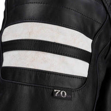 SEGURA 🇫🇷 STRIPE BLACK/WHITE WOMENS MOTORCYCLE LEATHER JACKET (LAST ONE)