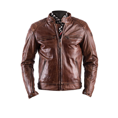HELSTONS TRACK LEATHER MOTORCYCLE JACKET - CRUST CAMEL