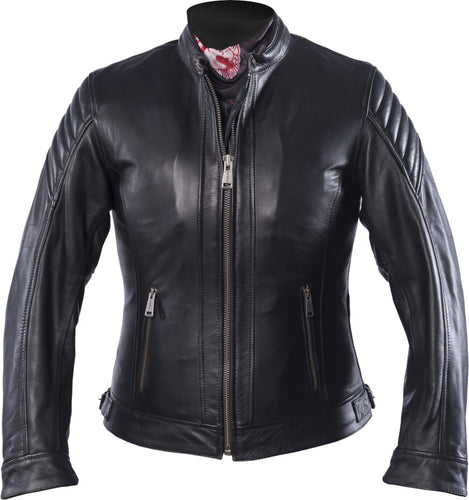 HELSTONS WOMENS STAR LEATHER MOTORCYCLE JACKET - SOFT BLACK