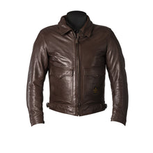 HELSTONS BILL LEATHER MOTORCYCLE JACKET - NATURAL BROWN