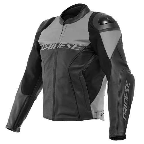 DAINESE RACING 4 BLACK/CHARCOAL GRAY PERFORATED LEATHER JACKET