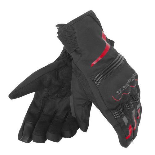 DAINESE TEMPEST UNISEX D-DRY SHORT BLACK/RED MOTORCYCLE GLOVES