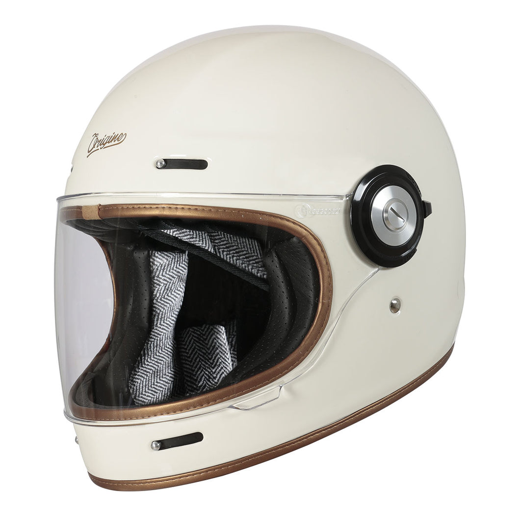 cream colored motorcycle helmet ORIGINE VEGA DISTINGUISHED MOTORCYCLE HELMET